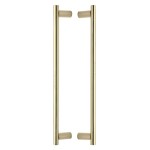 M Marcus Heritage Brass Back to Back Door Pull Handle 19mm Round Bar Design 489mm length